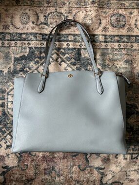 Tory Burch Elegant Blue Work Tote Bag